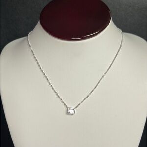 1.00CTW Moissanite Emerald cut Pendant 925 Silver Necklace